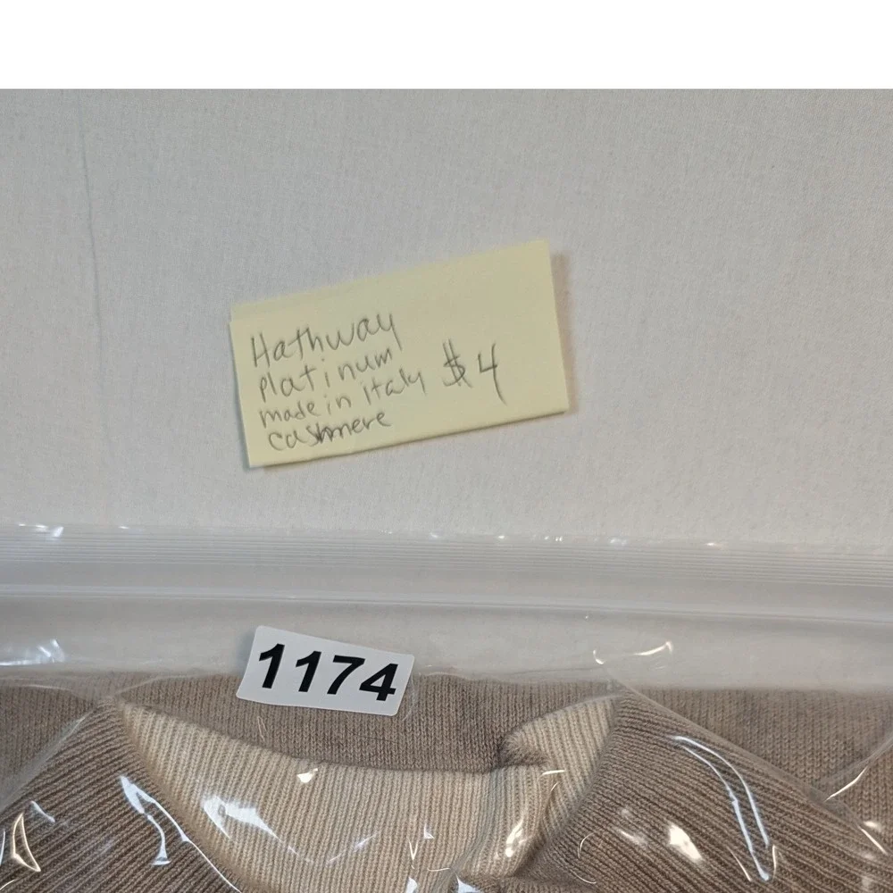 Hathaway Platinum Mens Quarter Zip Sweater XXL Tan Silk Cashmere Blend